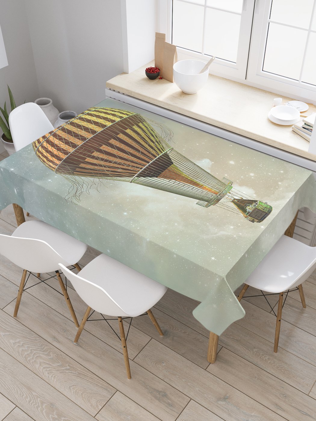 

Скатерть прямоугольная JoyArty "Аэростат с корзиной" из сатена, 180x145 см, Бежевый, Аэростат с корзиной