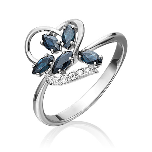

Кольцо из золота р. 18 PLATINA jewelry 01-1521-00-105-1120-30, сапфир\бриллиант, 01-1521-00-105-1120-30