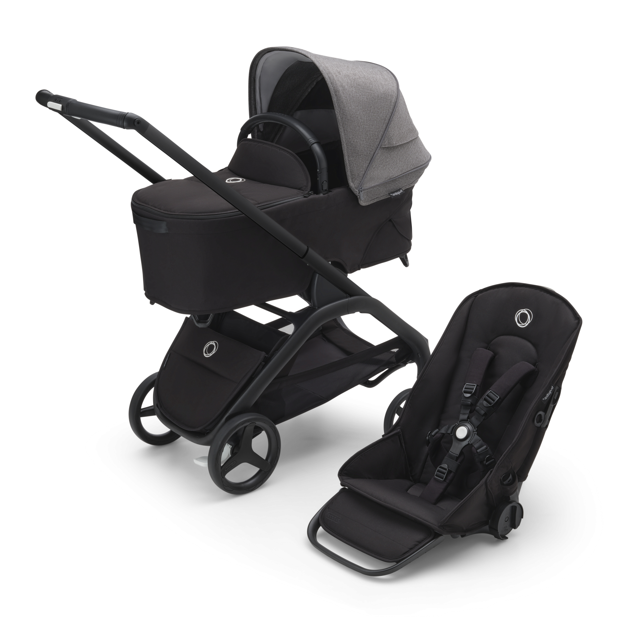 Детская коляска 2 в 1 Bugaboo Dragonfly Black Midnight black grey melange