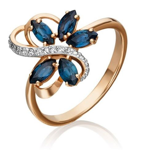 

Кольцо из золота с сапфиром/бриллиантом р. 16,5 PLATINA jewelry 01-1522-00-105-1110-30, 01-1522-00-105-1110-30