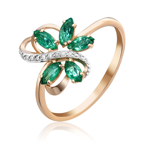

Кольцо из золота р. 18 PLATINA jewelry 01-1522-00-106-1110-30, бриллиант\изумруд, 01-1522-00-106-1110-30