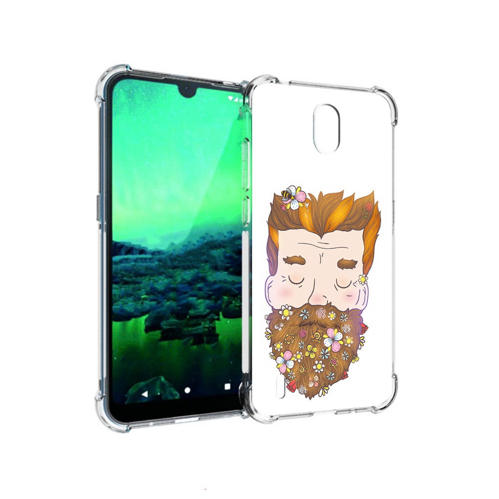 

Чехол MyPads Tocco для Nokia 1.3 мужчина с цветами в бороде (PT227048.104.489), Прозрачный, Tocco