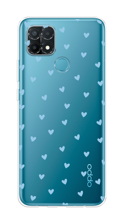 

Чехол на Oppo A15/A15s "Голубые сердечки паттерн", Голубой;прозрачный, 254750-1