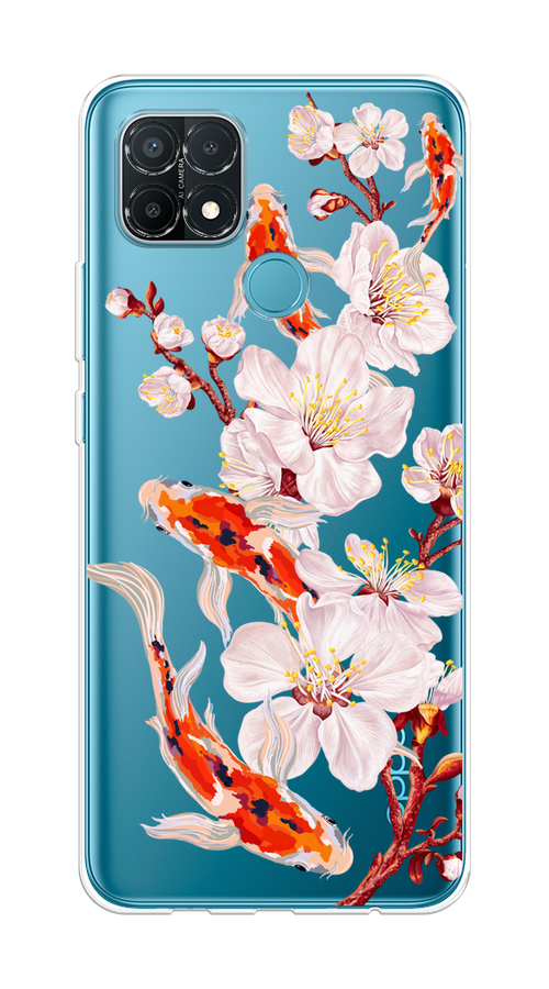 

Чехол на Oppo A15/A15s "Карпы и сакура", Оранжевый;розовый;бежевый;прозрачный, 254750-1