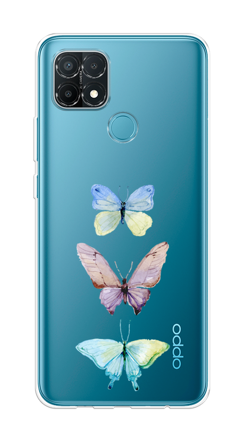

Чехол на Oppo A15/A15s "Акварельные бабочки", Бирюзовый;розовый, 254750-1