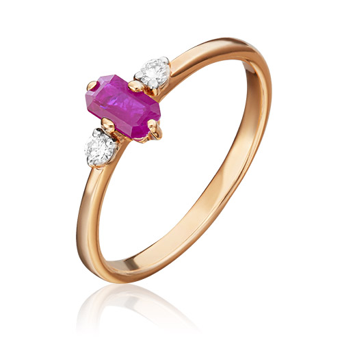 

Кольцо из золота р. 17,5 PLATINA jewelry 01-1532-00-107-1110-30, рубин\бриллиант, 01-1532-00-107-1110-30