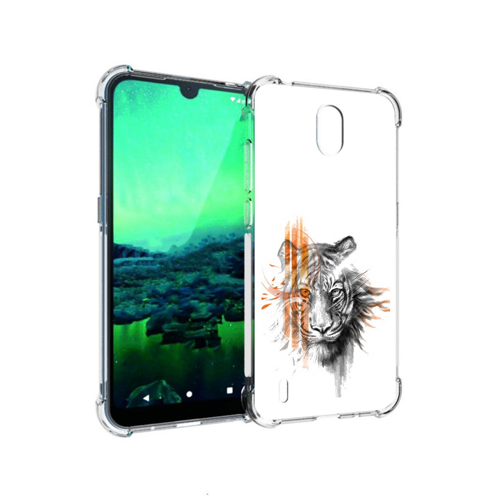 

Чехол MyPads Tocco для Nokia 1.3 огненный тигр (PT227048.104.526), Прозрачный, Tocco