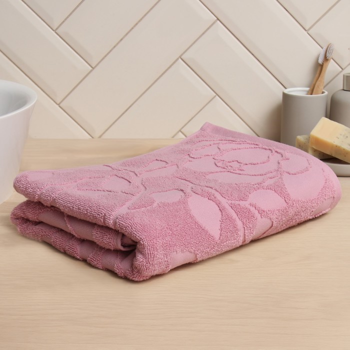 

Полотенце махровое жаккардовое LoveLife 70х130 см, цвет розовый, Flowers