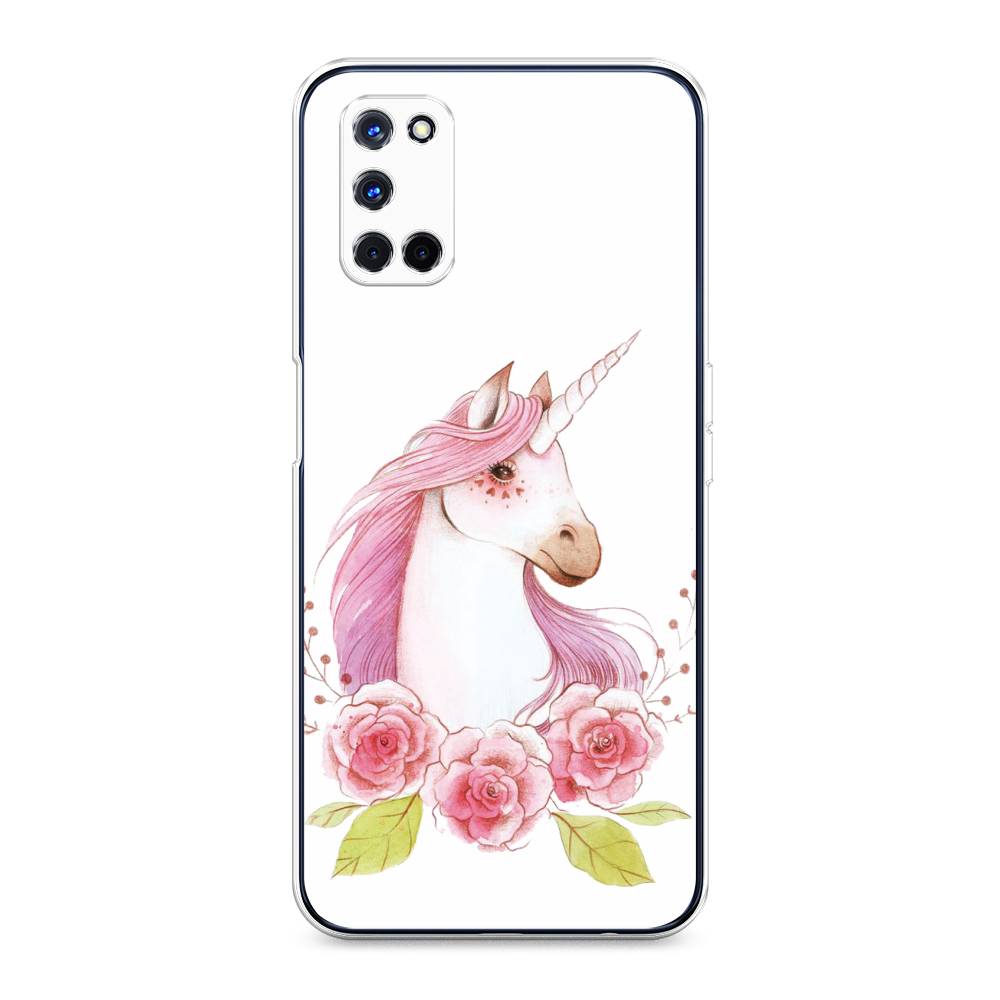 

Чехол для Oppo A52/A72 "Единорог цветы", Белый;розовый;серый, 253150-1