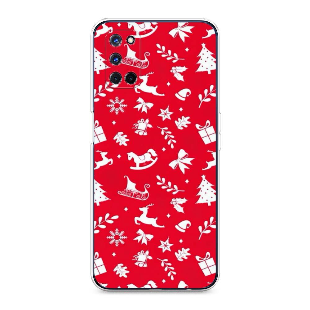 

Чехол для Oppo A52/A72 "Красный новогодний фон", Красный;белый, 253150-5