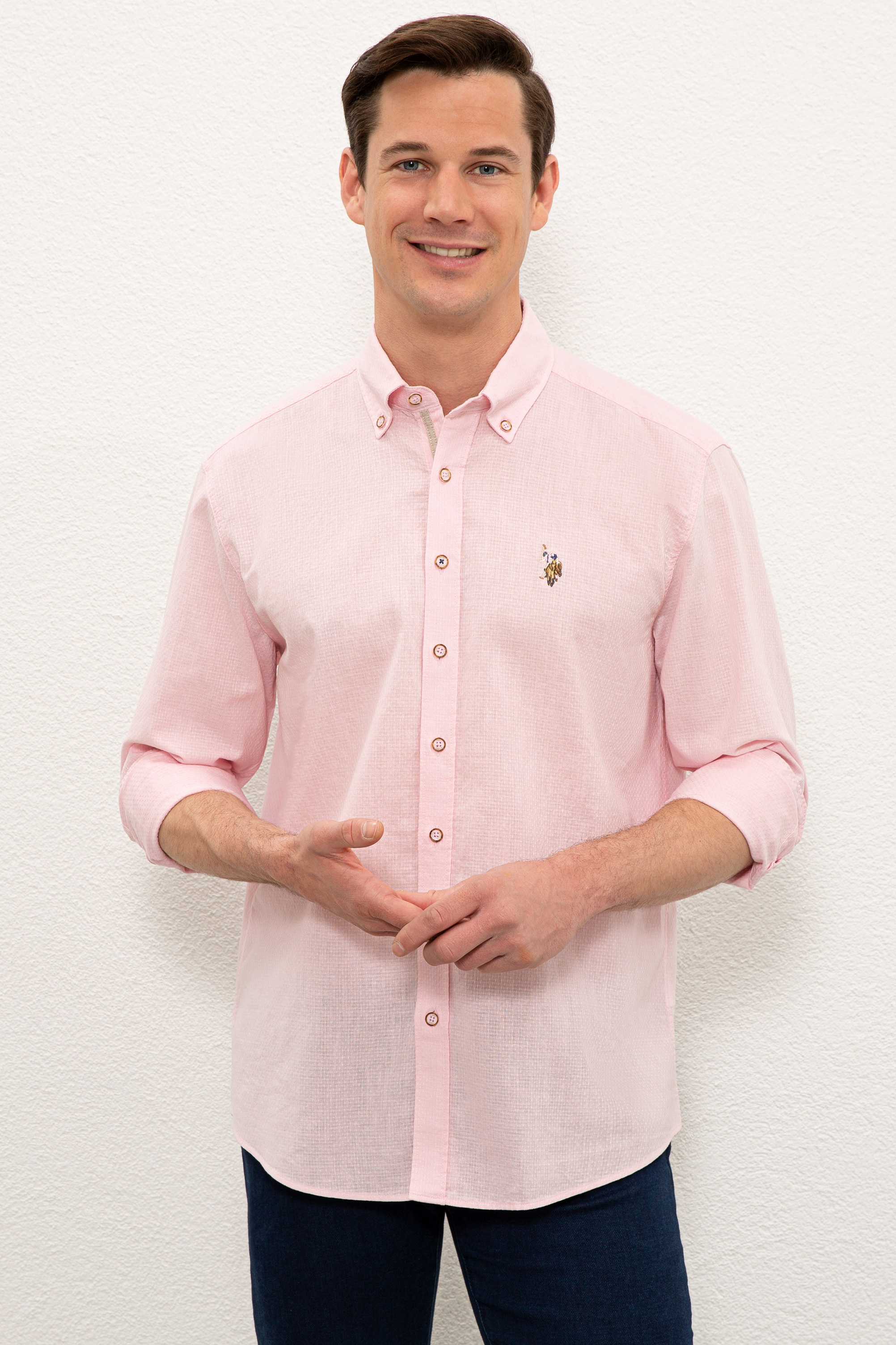 

Рубашка мужская U.S. POLO Assn. G081SZ0040ATEL розовая M, G081SZ0040ATEL
