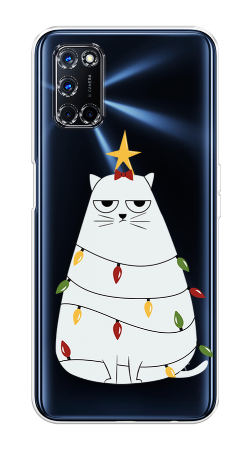 

Чехол на Oppo A52/A72 "Котик в гирлянде", Белый;красный;желтый, 253150-1