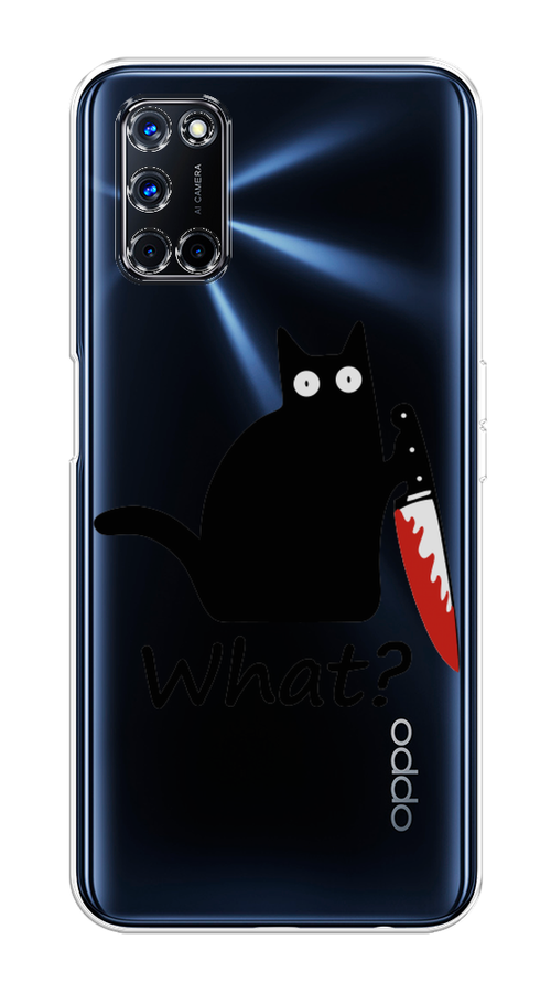 

Чехол на Oppo A52/A72 "Котик с ножом", Черный;красный, 253150-6