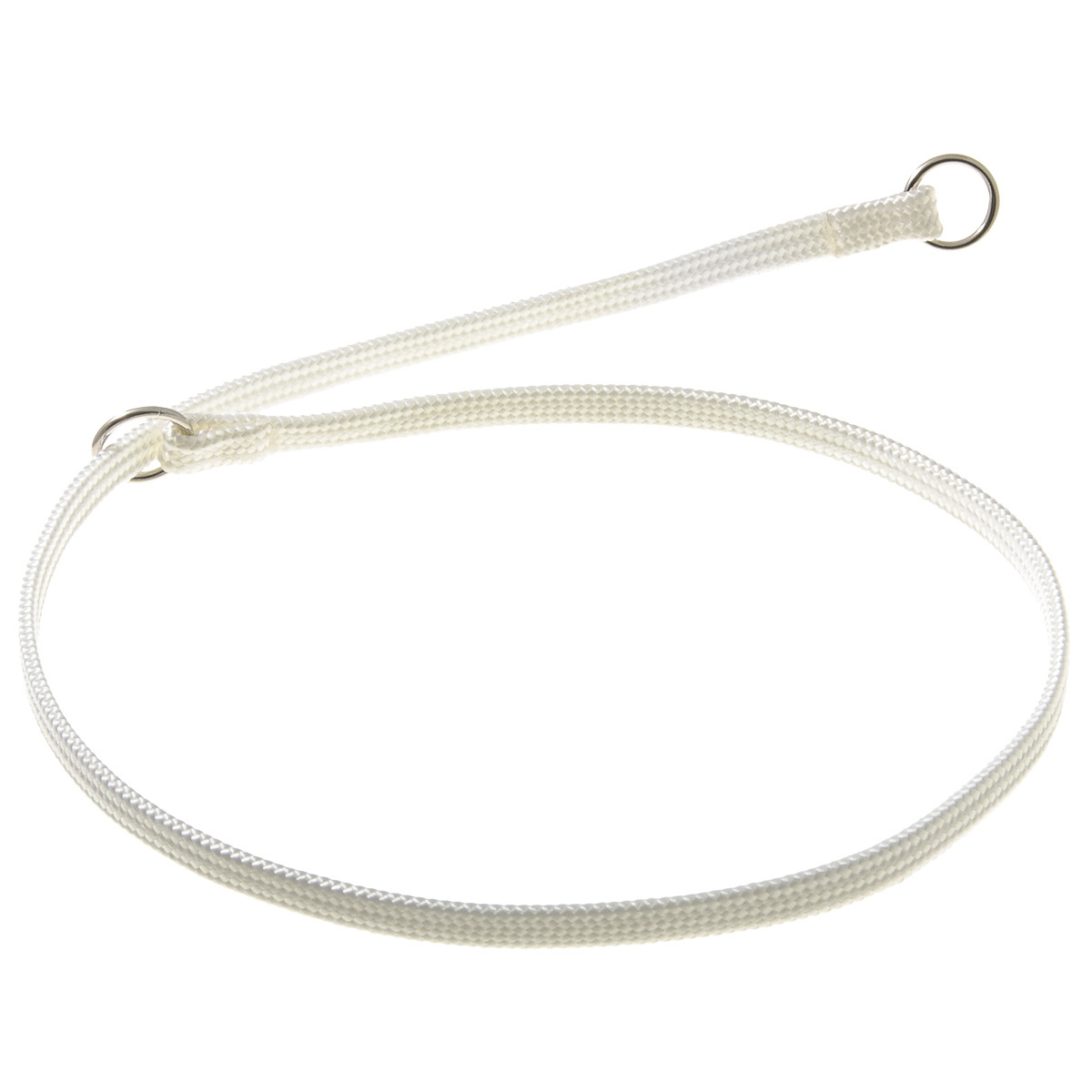 

Ошейник-удавка для собак V.I.Pet с 2-я кольцами, белый, нейлон, 7 мм x 60 см, Ошейник-удавка с 2-я кольцами (лента-чулок) 7x60