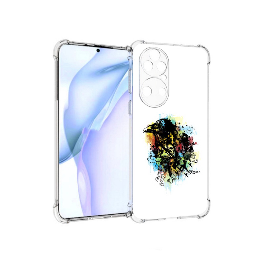 

Чехол MyPads Tocco для Huawei P50 ворон и черепа, Прозрачный, Tocco