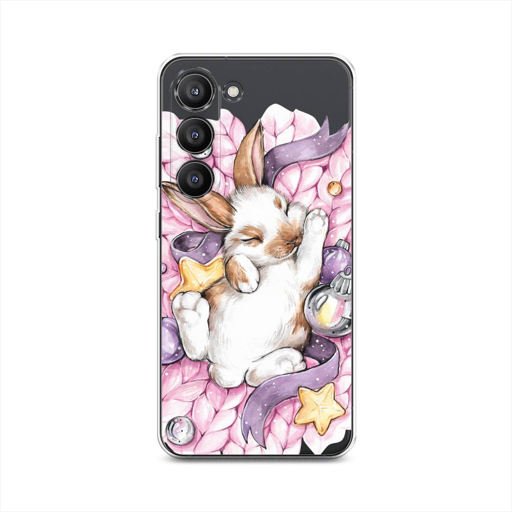 

Чехол на Samsung Galaxy S23 5G "Кролик спит", Розовый;белый, 2107350-5