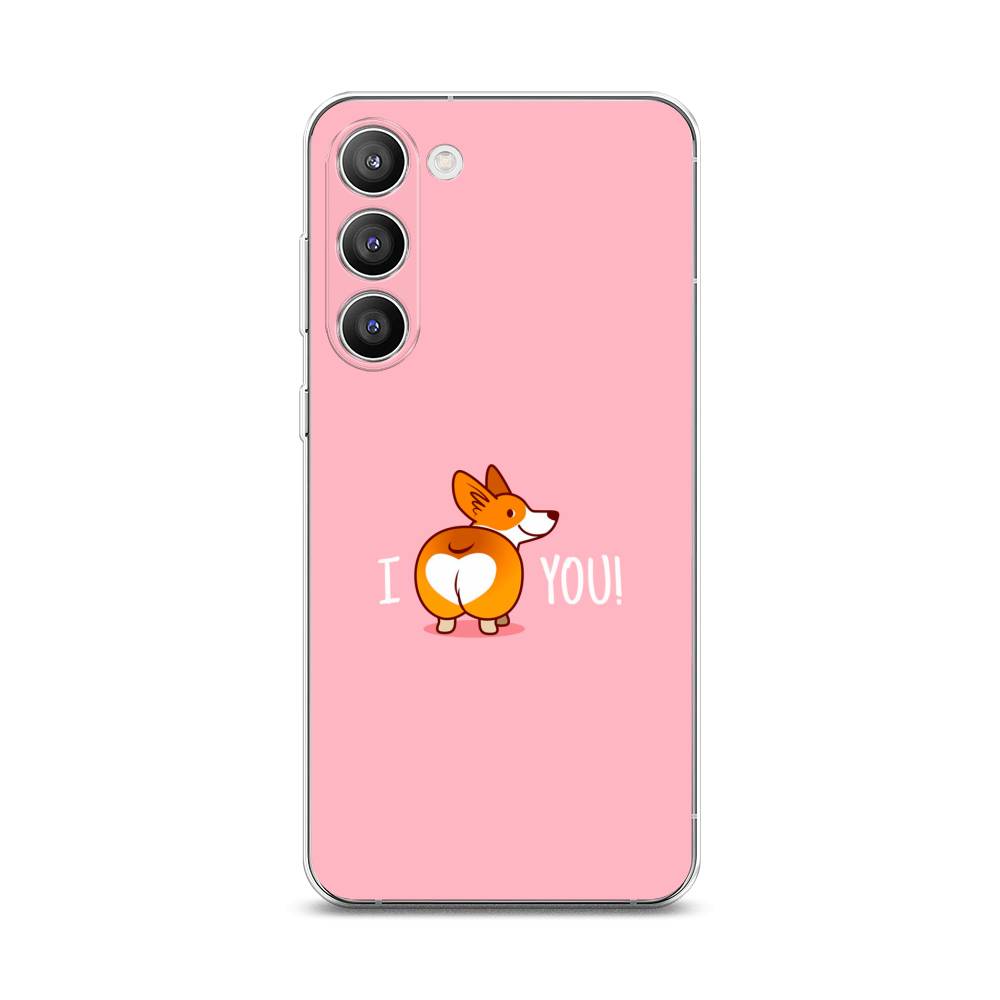 

Чехол на Samsung Galaxy S23 Plus 5G "Корги I love you", Розовый;коричневый;белый, 2107450-1