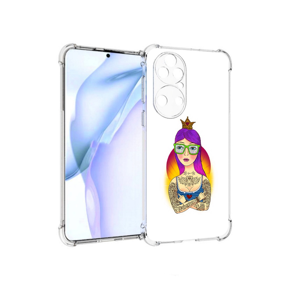 

Чехол MyPads Tocco для Huawei P50 девушка в татуировках с короной, Прозрачный, Tocco