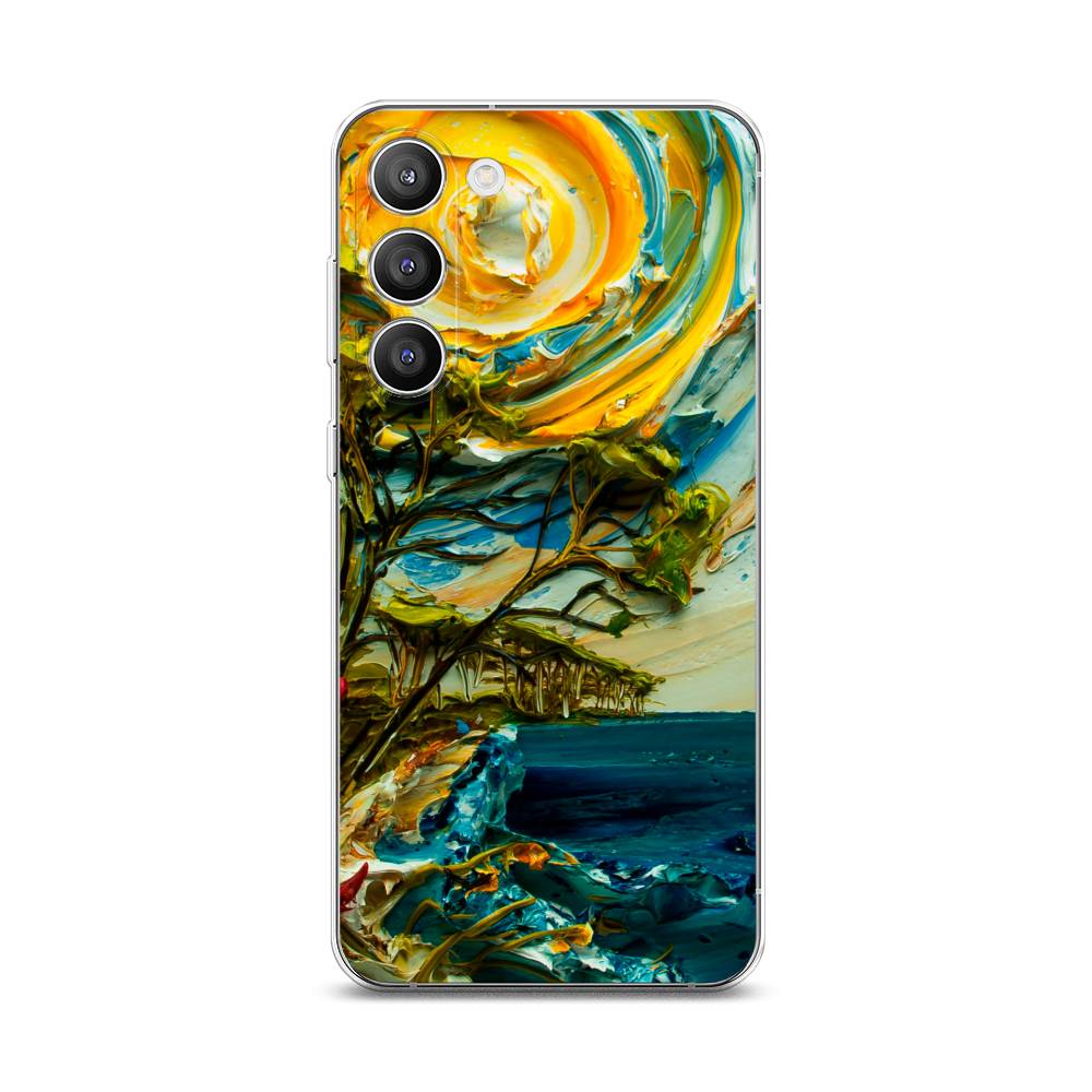 

Чехол на Samsung Galaxy S23 Plus 5G "Солнце живопись", Желтый;синий, 2107450-4