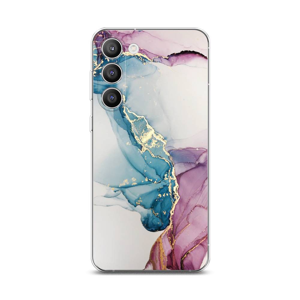 

Чехол на Samsung Galaxy S23 Plus 5G "Розовые разводы рисунок", Синий;розовый;золотистый, 2107450-3