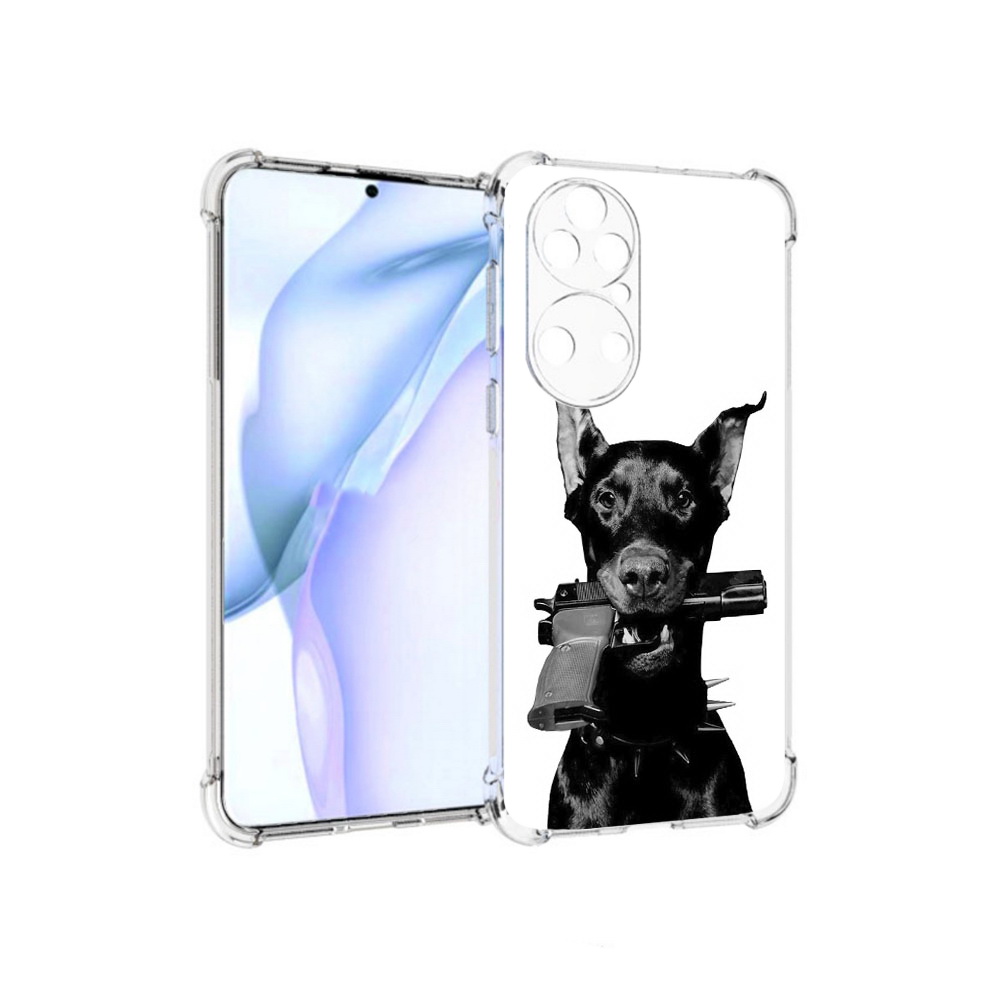 

Чехол MyPads Tocco для Huawei P50 доберман с пистолетом, Прозрачный, Tocco