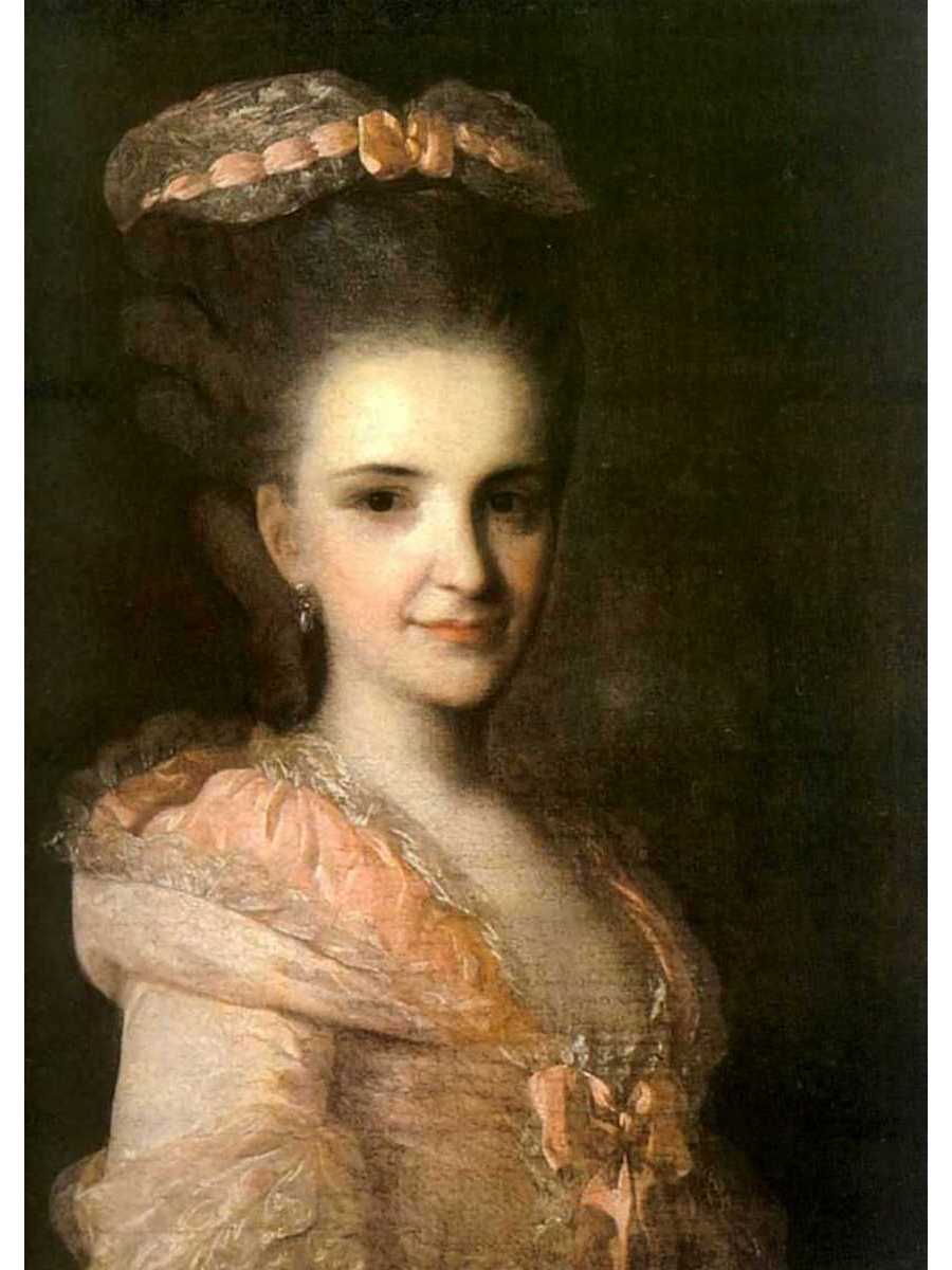 фото Постер drabs a2 рокотов федор степанович, портрет неизвестной в розовом платье
