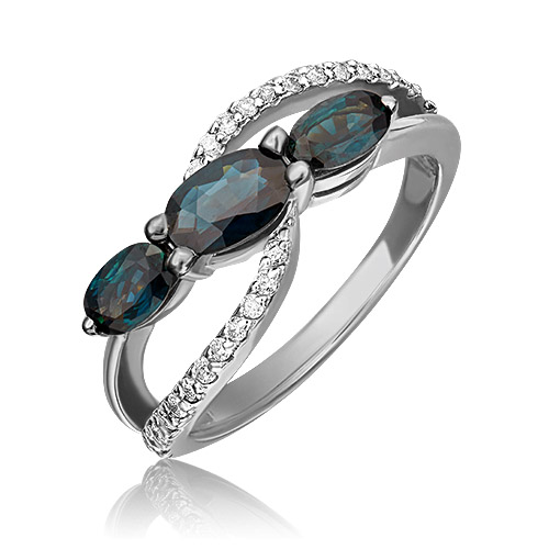 

Кольцо из золота р. 17,5 PLATINA jewelry 01-1544-00-105-1120-30, сапфир\бриллиант, 01-1544-00-105-1120-30