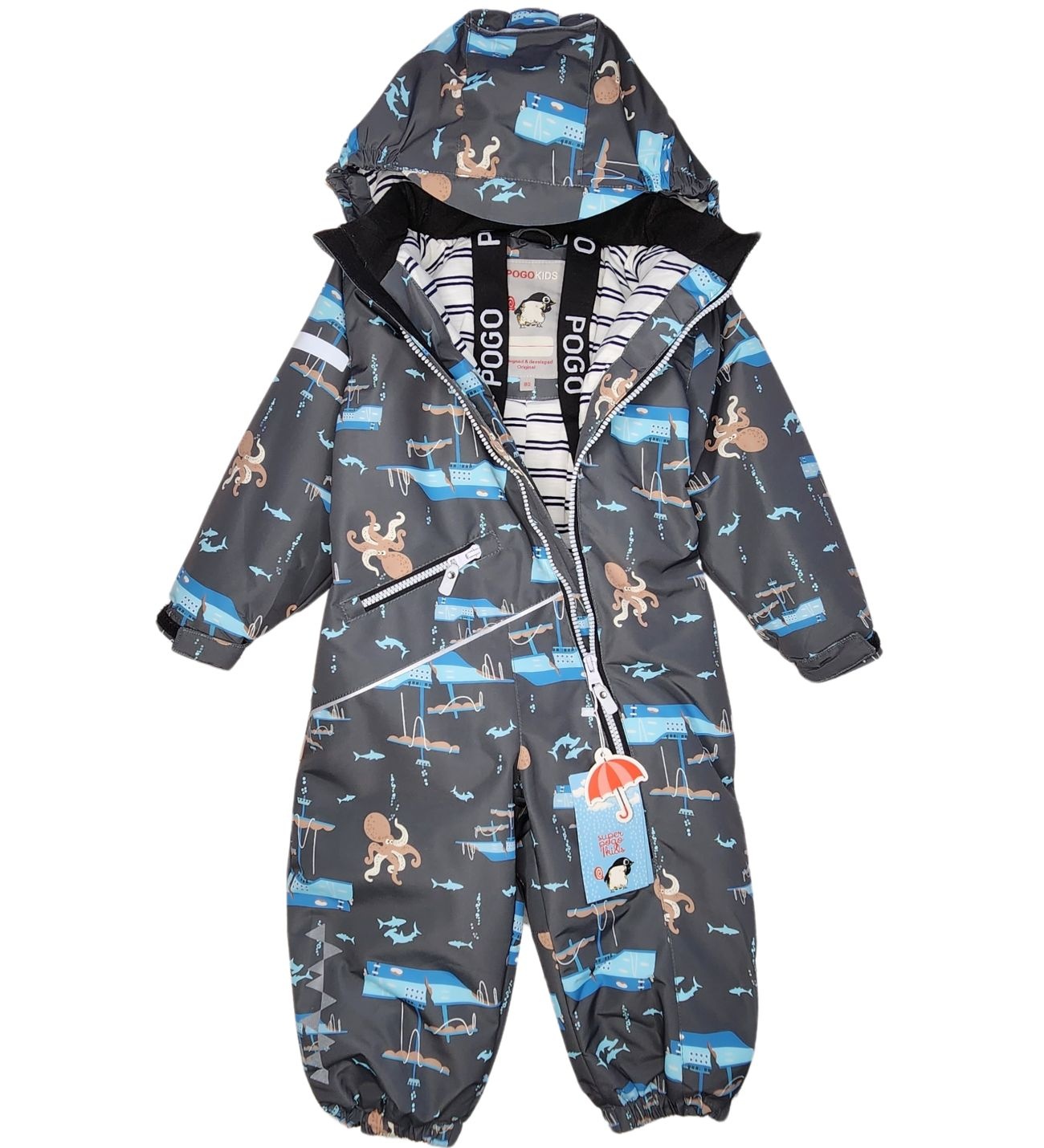 Комбинезон детский PogoKids PG88269, серый принт, 86