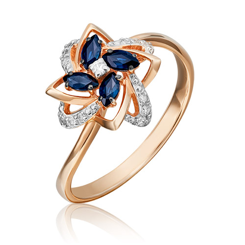 

Кольцо из золота р. , PLATINA jewelry 01-1573-00-105-1110-30, сапфир\бриллиант, 01-1573-00-105-1110-30