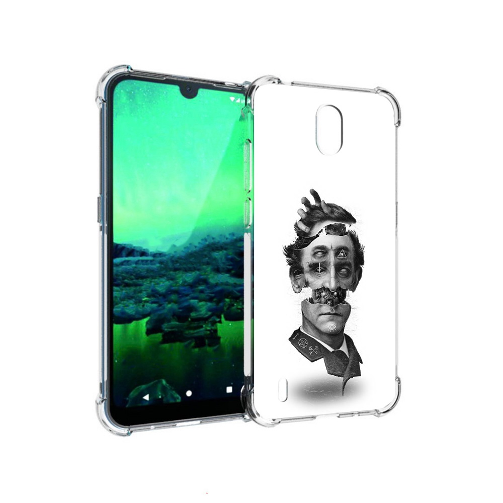 

Чехол MyPads Tocco для Nokia 1.3 страшное лицо абстракция (PT227048.104.628), Прозрачный, Tocco