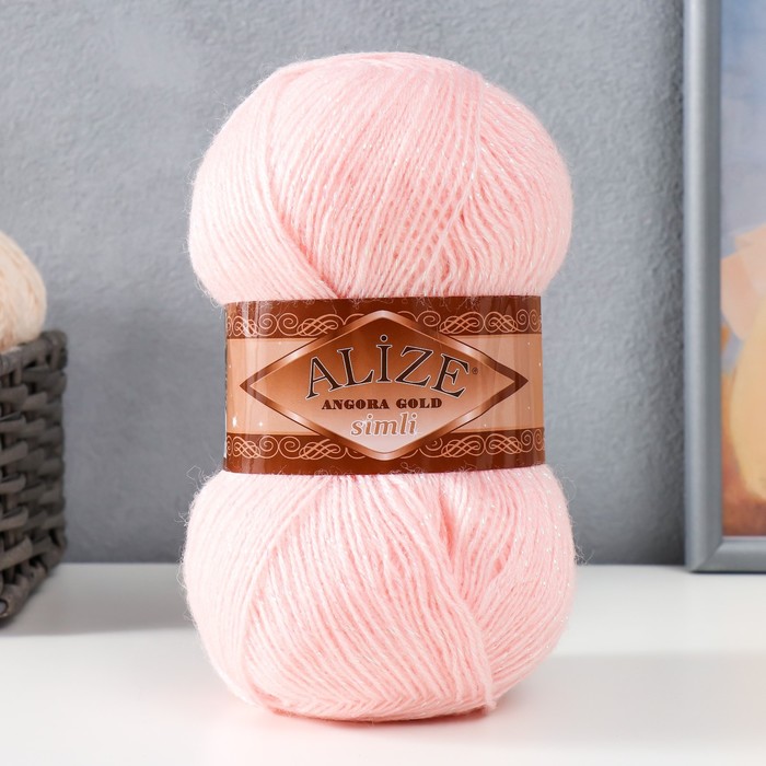 

Пряжа Angora Gold Simli 75% акрил, 20% шерсть, 5% металлик 500м/100гр (271), Розовый