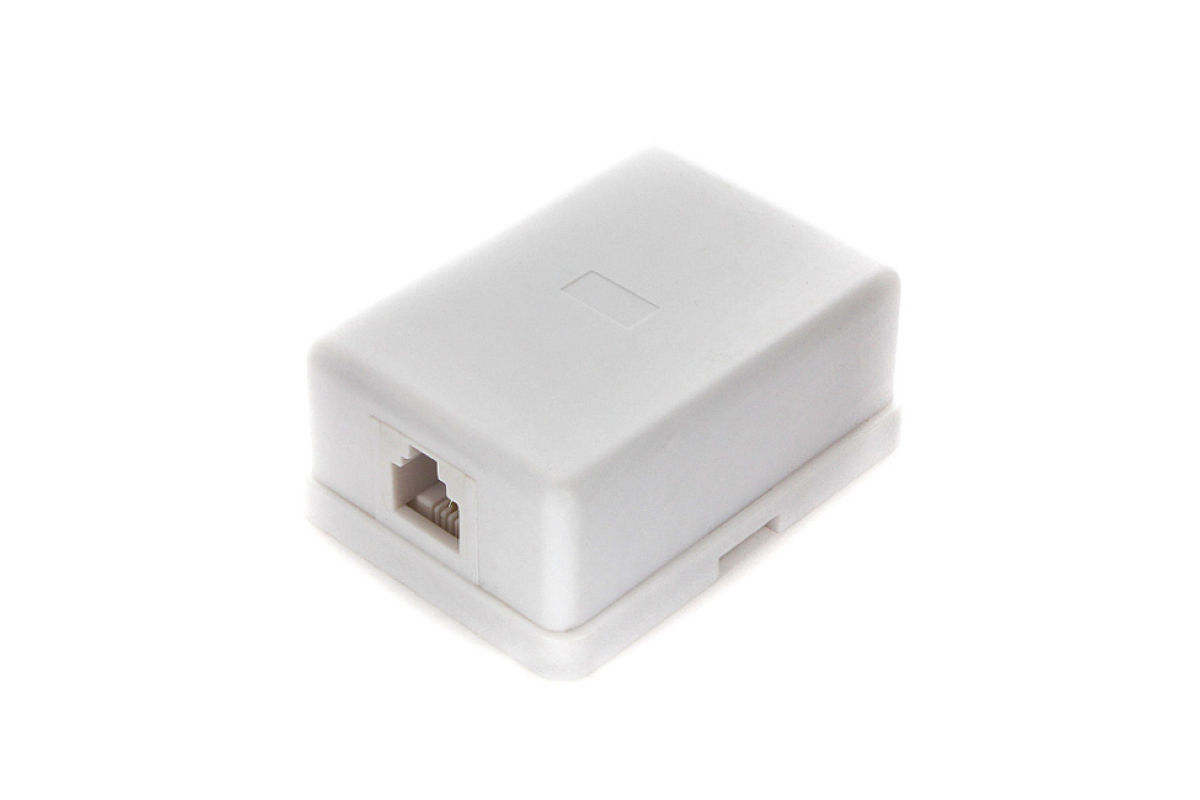 

Внешняя телефонная розетка Cablexpert RJ-11, 6P4C, 1 порт, белая TA-101