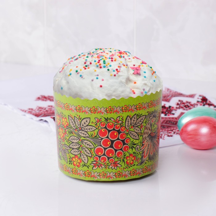 

Форма бумажная для кекса, маффинов и кулича "Хохлома" 124 х 100 мм, МИКС
