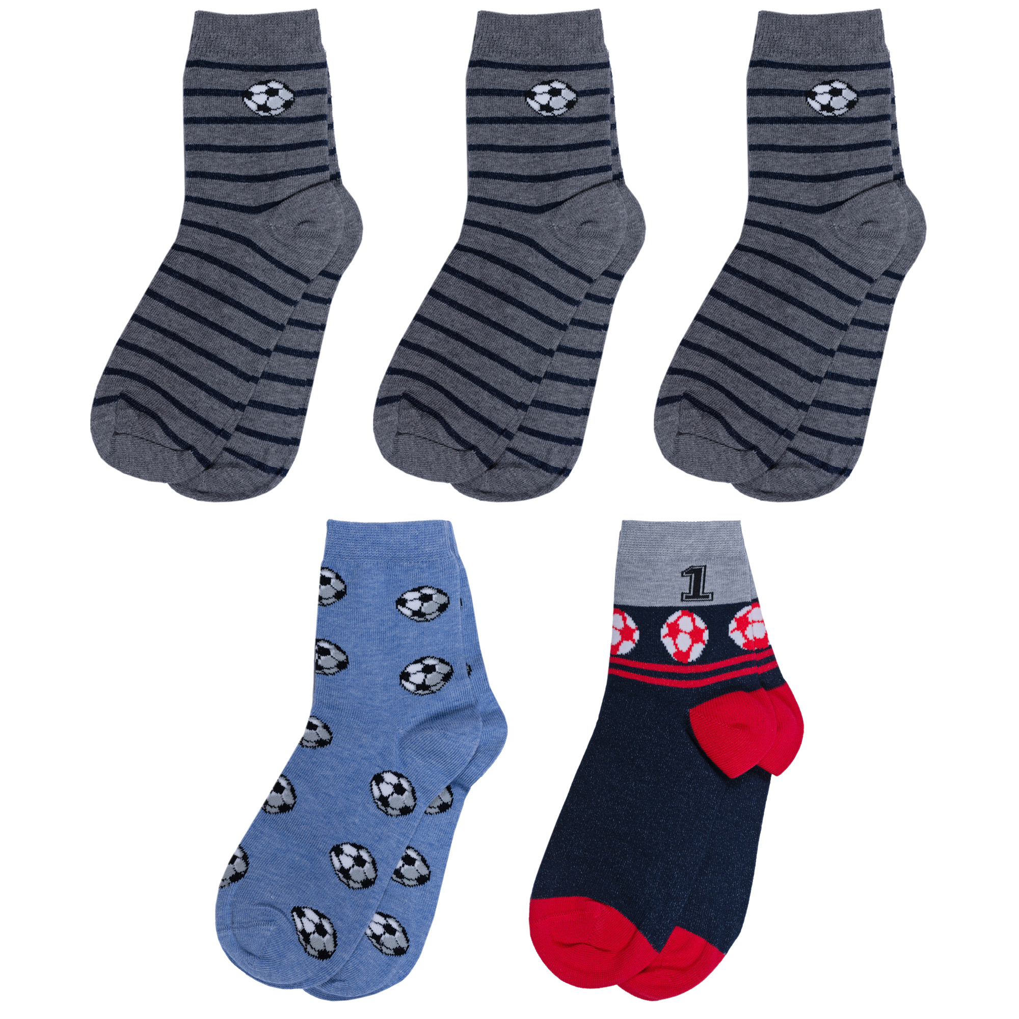 

Носки детские Rusocks 5-Д-31348 цв. серый; голубой; синий; красный р. 18-20, 5-Д-31348