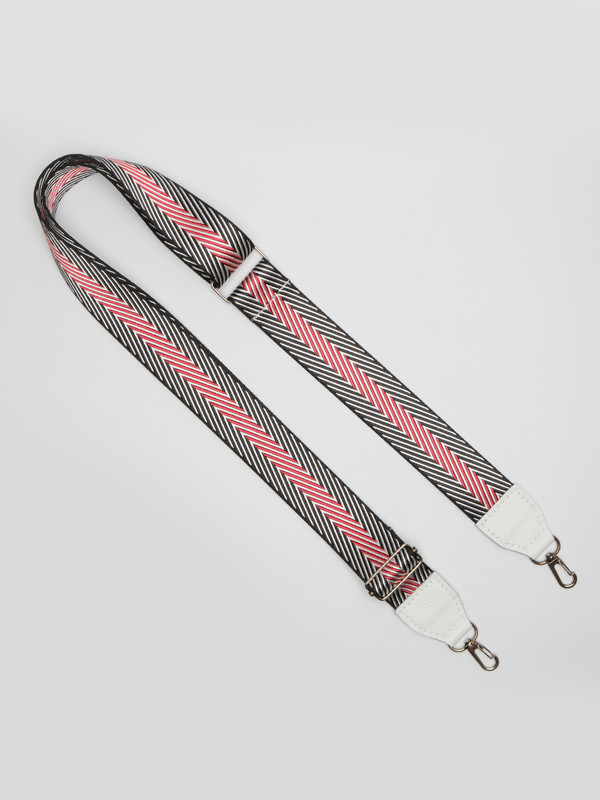 фото Ремень для сумки женский ofta strap черно-красный с белым, 140х3,8х0,2 см