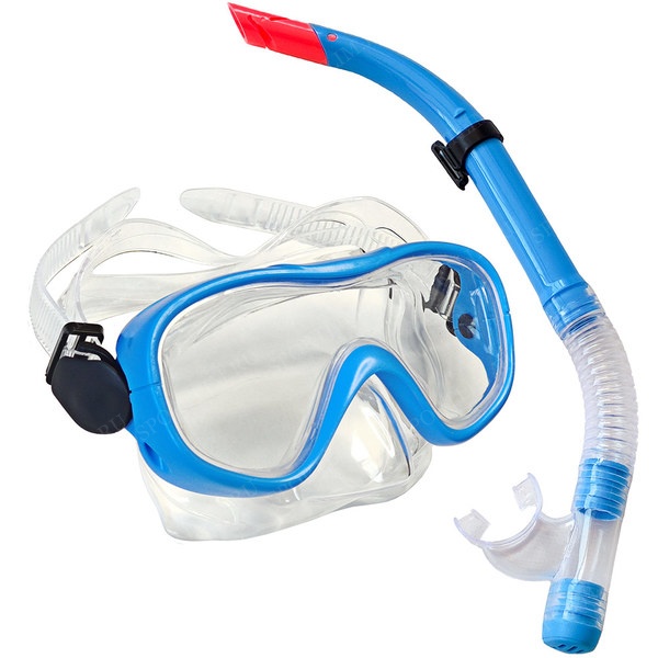 фото E33109-1 набор для плавания юниорский маска+трубка пвх синий спортекс