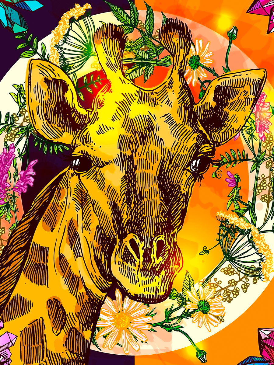 

Постер DRABS А2 рисованый жираф в силе бохо