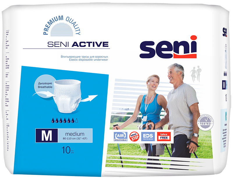 Трусы впитывающие Seni ACTIVE medium, 10 шт.