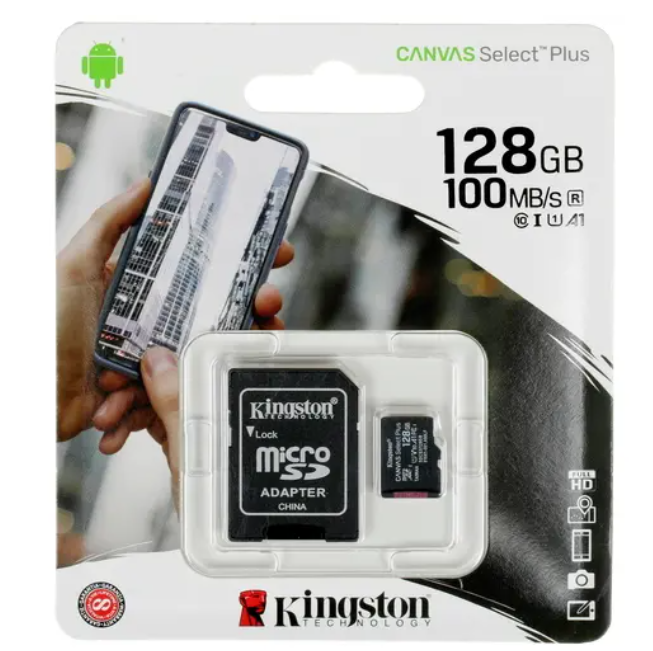 Карта памяти Kingston Micro SDXC 128Гб Canvas Select Plus (1207008)