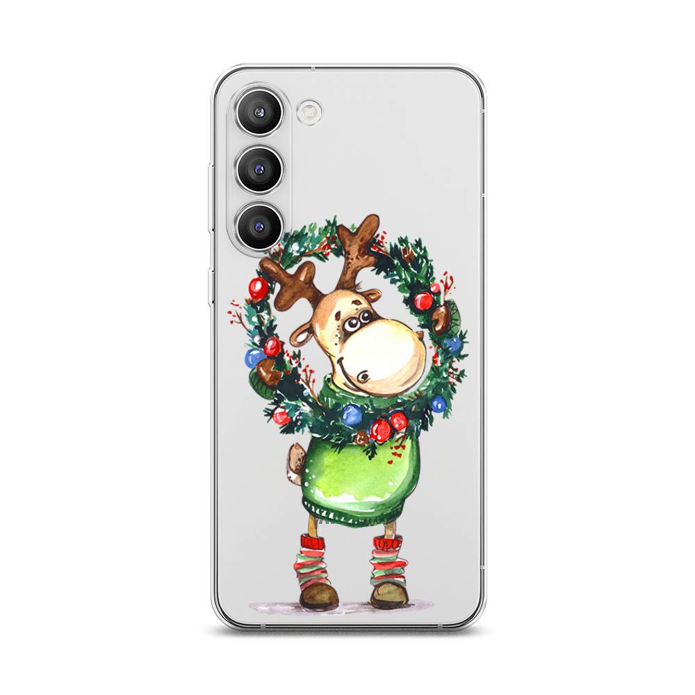 

Чехол на Samsung Galaxy S23 Plus 5G "Олень с новогодним венком", 2107450-4