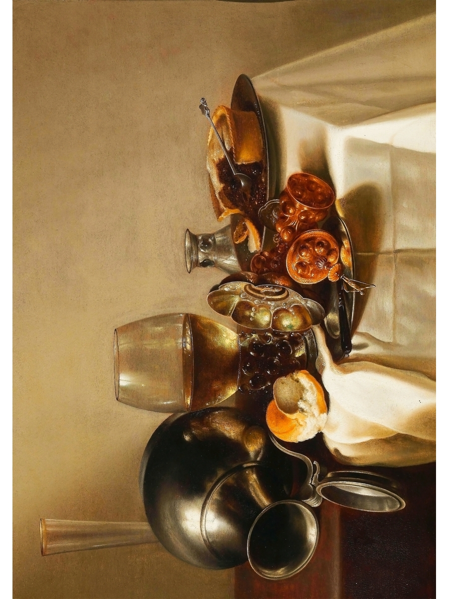 фото Постер drabs a3 рулоф коец - натюрморт с бокалом вина и опрокинутым оловянным кувшином