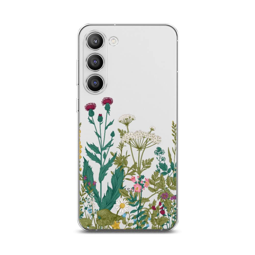 

Чехол на Samsung Galaxy S23 Plus 5G "Дикие полевые цветы", Зеленый;розовый;белый, 2107450-2