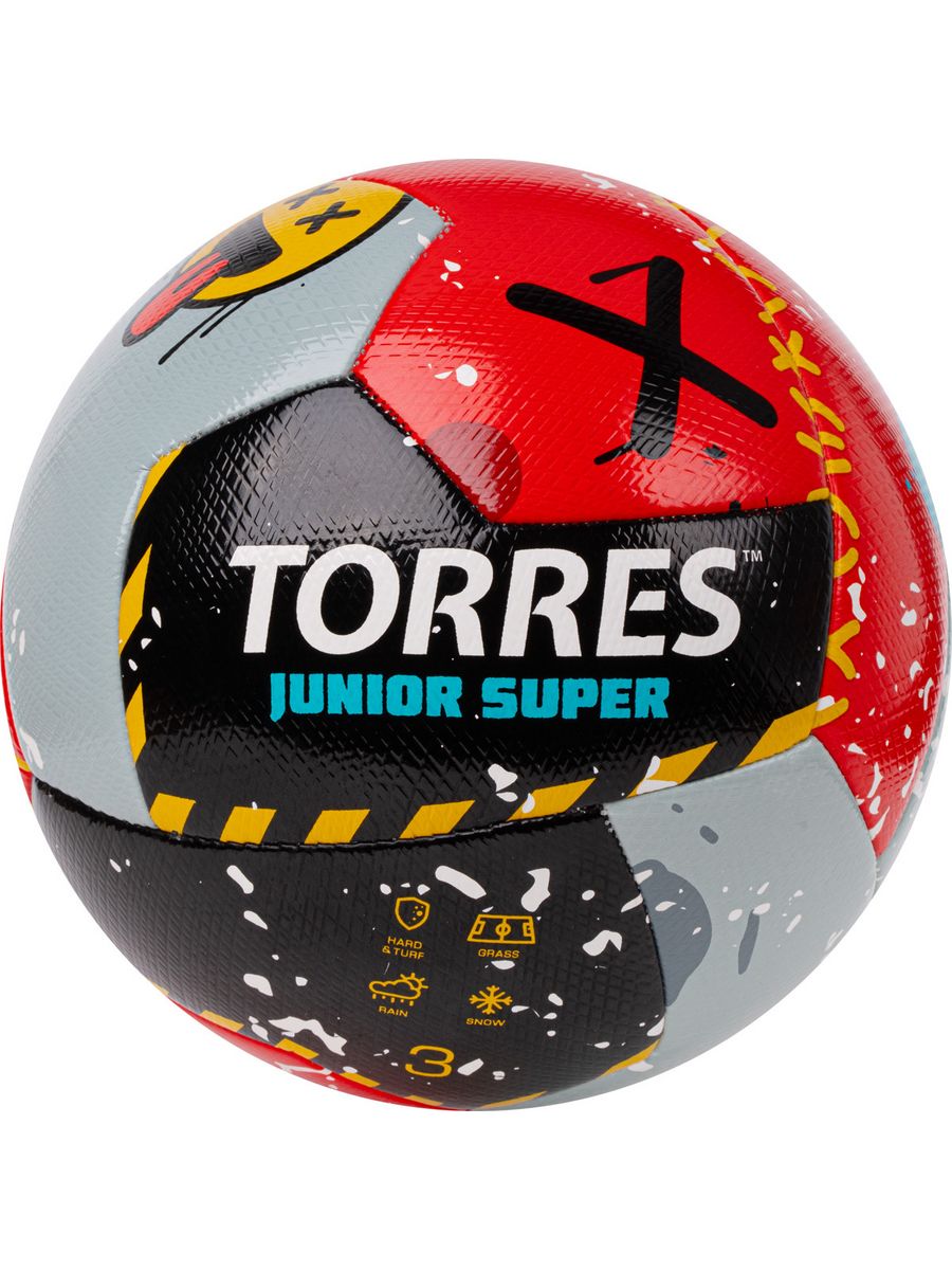 Мяч футбольный TORRES Junior-3 Super крас-чёрн-серый