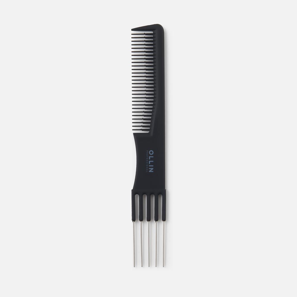 Расческа для волос Ollin Professional карбоновая, с металлической вилкой, 19,2 см