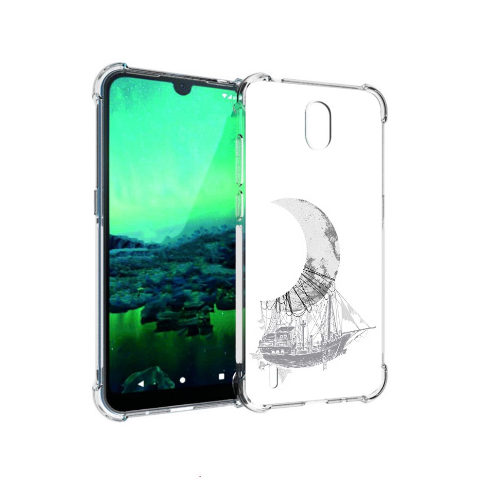 Чехол MyPads Tocco для Nokia 1.3 черно белый корабль полумесяц (PT227048.104.684)