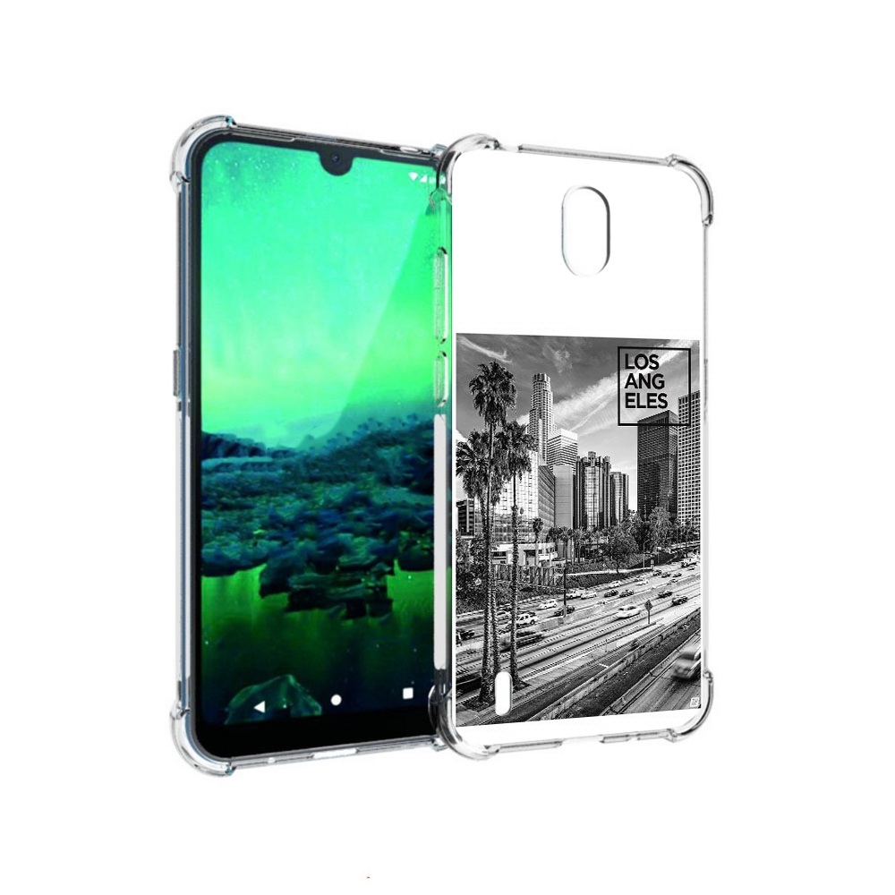 

Чехол MyPads Tocco для Nokia 1.3 черно белый лос анджелес (PT227048.104.685), Прозрачный, Tocco