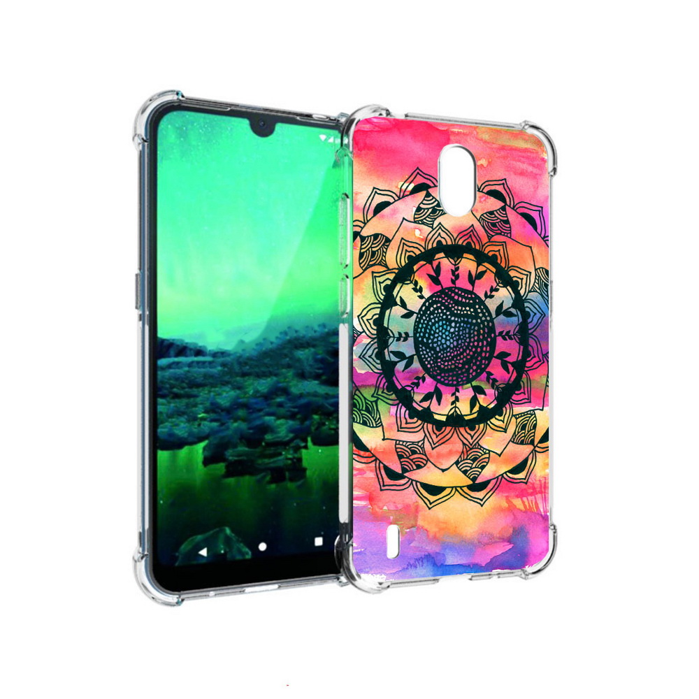 

Чехол MyPads Tocco для Nokia 1.3 яркая абстракция круглый цветок (PT227048.104.704), Прозрачный, Tocco