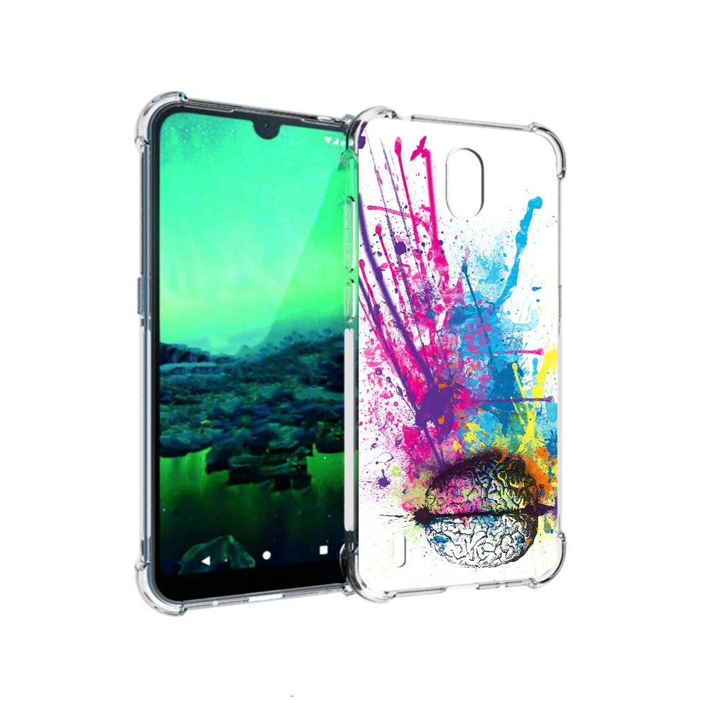 

Чехол MyPads Tocco для Nokia 1.3 яркий красочный мозг (PT227048.104.710), Прозрачный, Tocco