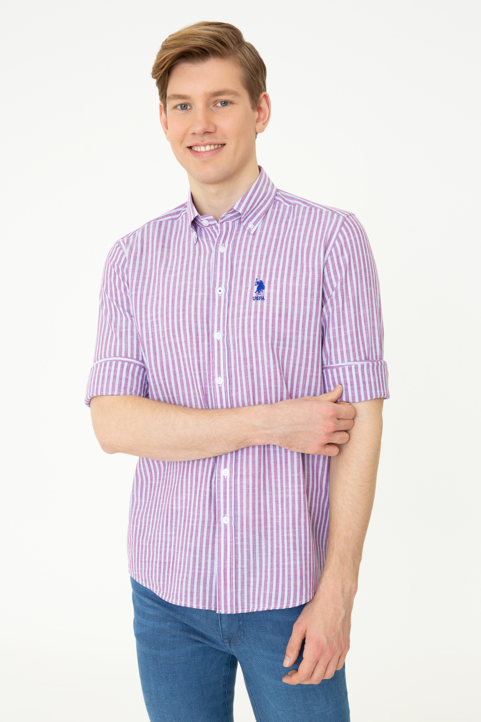 

Рубашка мужская U.S. POLO Assn. G081GL0040INTE фиолетовая L, G081GL0040INTE