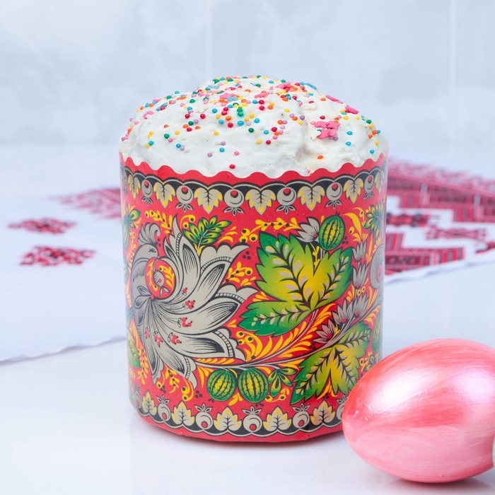 

Форма бумажная для кекса, маффинов и кулича "Хохлома" 90 x 90 мм, МИКС